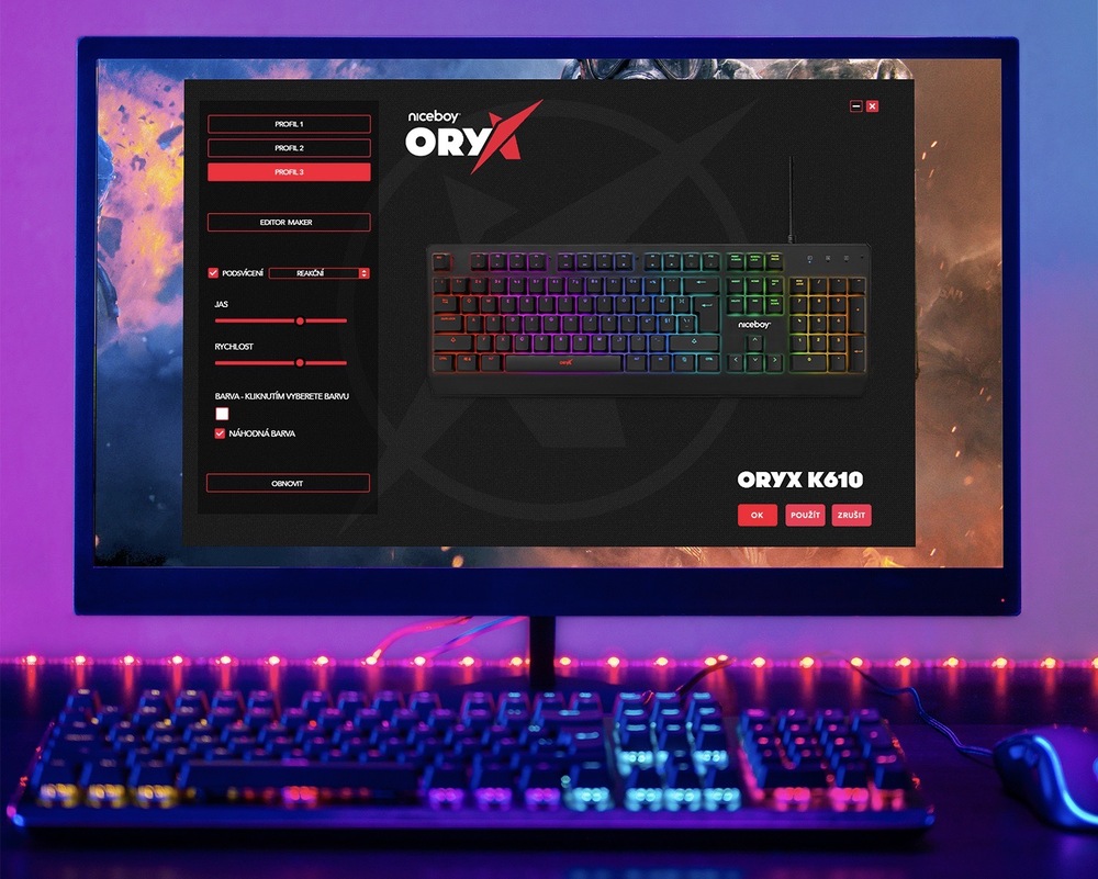 Klávesnice Niceboy ORYX K610 Chameleon černá