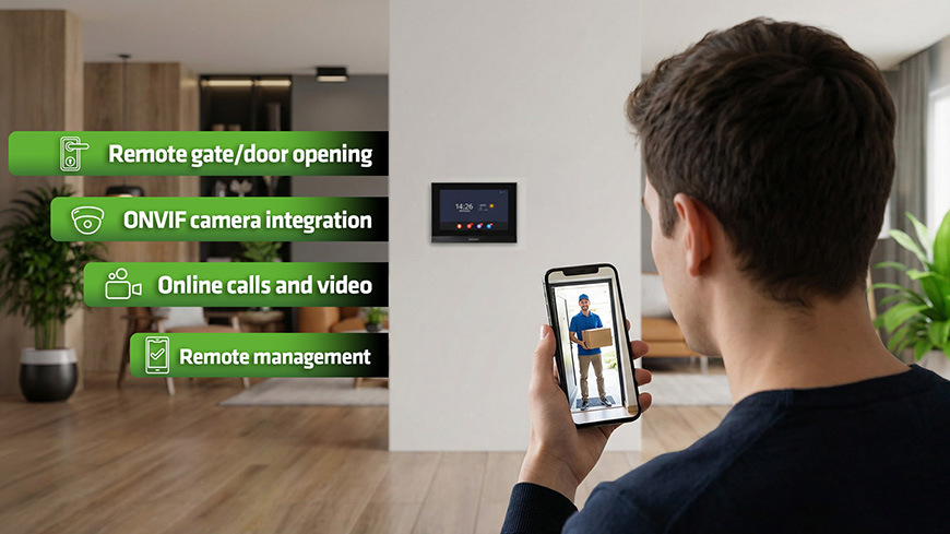 Dveřní videotelefon Evolveo ID-2, pro dva byty s RFID, otiskem prstu a podporou ONVIF kamer černý/nerez Dveřní videotelefon Evolveo ID-2, 2drátový s RFID, otiskem prstu a podporou ONVIF kamer - černý/nerez