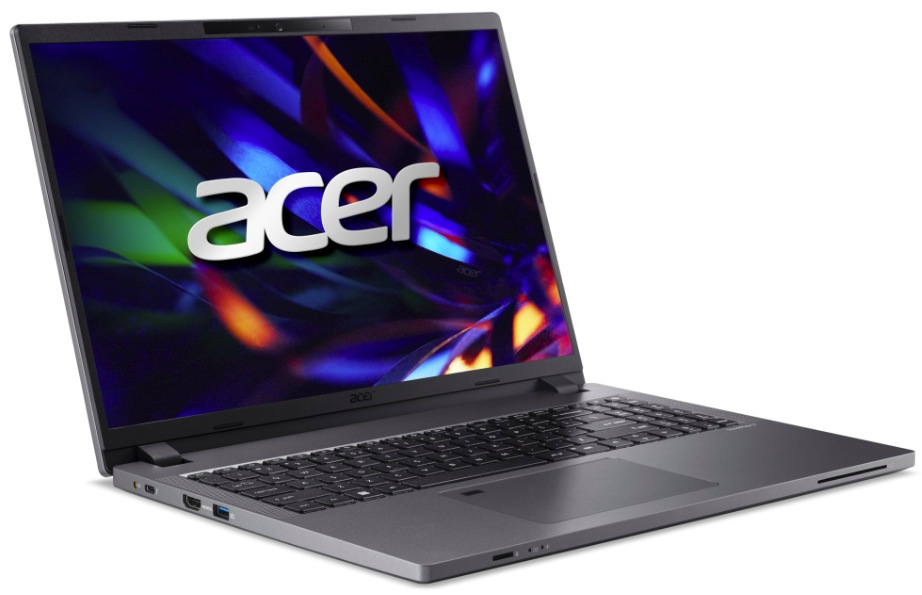 Levá strana notebooku Acer TravelMate P2 16 s USB-C, HDMI, USB 3.2 a napájecím konektorem