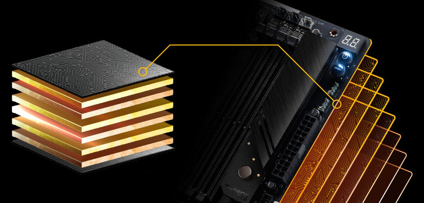 Základní deska ASRock X870E TAICHI LITE Vícevrstvé PCB a zesílené napájecí vrstvy základní desky ASRock X870E Taichi Lite