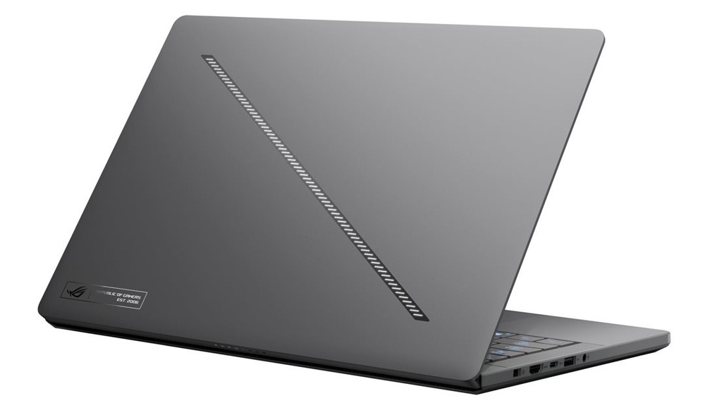 Notebook Asus ROG Zephyrus G14 šedý Pootevřený notebook Asus ROG Zephyrus G14 zezadu