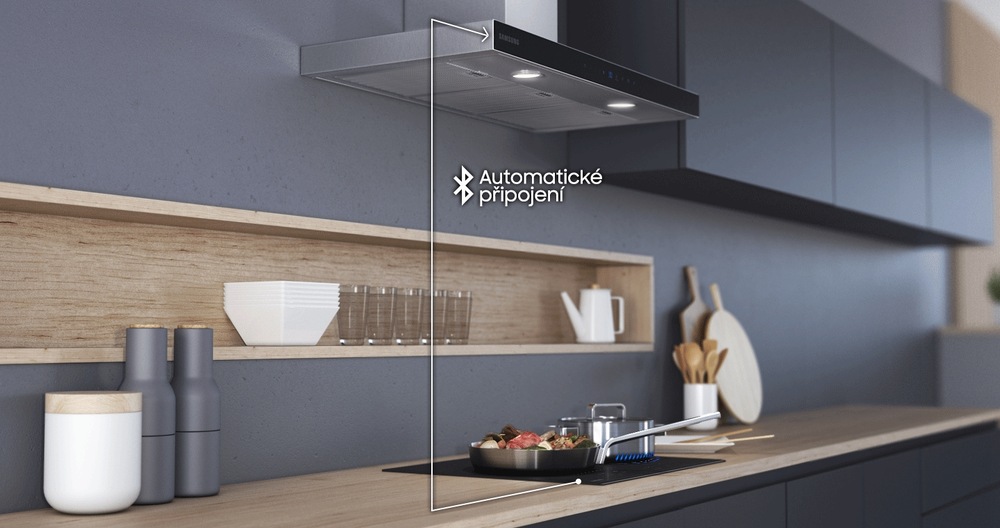 Odsavač par Samsung NK24N5703BS - propojení s varnou deskou Samsung, digestoř v kuchyni