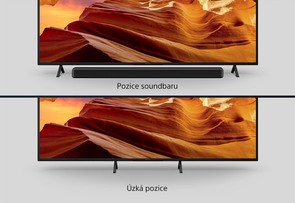 Televize Sony KD-75X75WL Televize Sony KD-75X75WL, poloha soundbaru