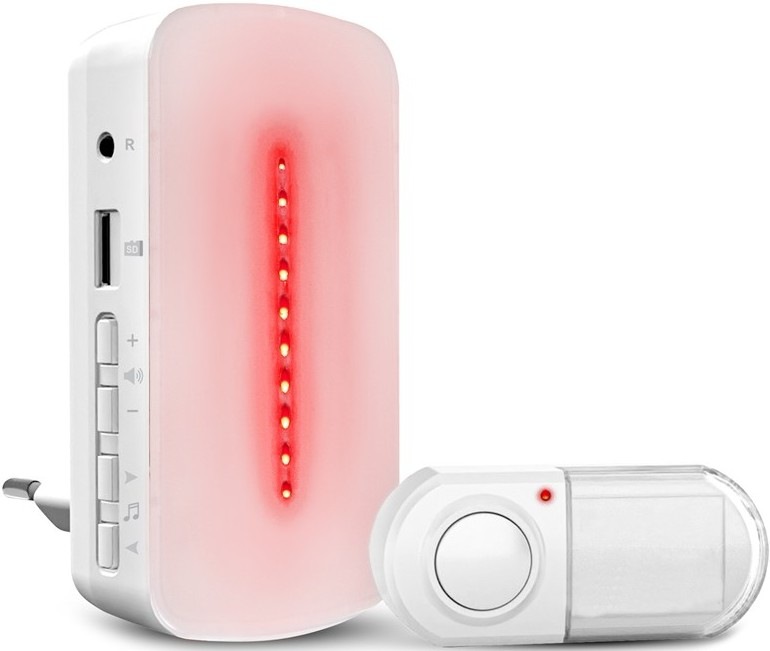 Zvonek bezdrátový Elektrobock BZ33-MP3 s LED indikací - bílý