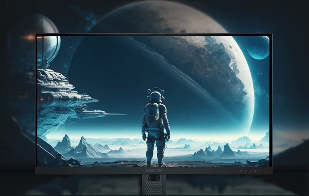 Herní monitor Lenovo Legion 27Q-10 OLED černý Muž na měsíci na obrazovce Lenovo Legion 27Q-10