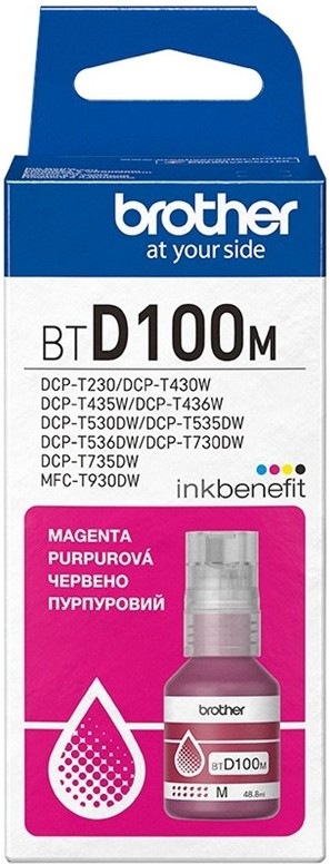 Purpurová inkoustová náplň Brother BTD100M s výtěžností 5 000 stran