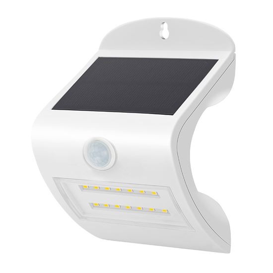 Nástěnné svítidlo Solight 3 W, 350 lm, solární, s pohybovým senzorem bílé