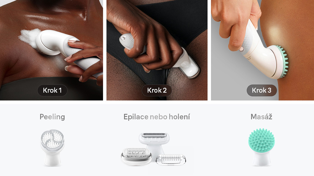Peeling, epilace nebo holení a masáž s epilátorem Braun Silk-épil 9 Skin Spa SES9-080