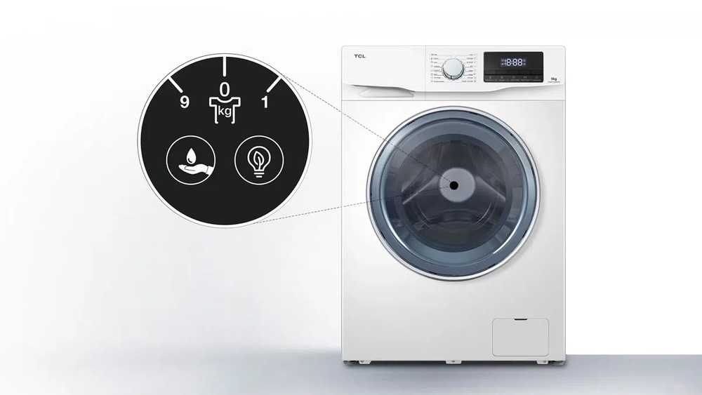 Pračka TCL FF0622WA2CZ bílá račka TCL FF0924WA2CZ zváží vaše prádlo pomocí digitálních vah a poté automaticky vypočítává spotřebu vody a dobu trvání cyklu podle množství prádla uvnitř bubnu.