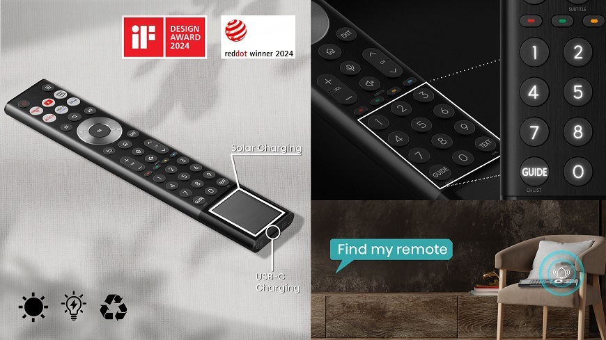Televize Hisense 65U7NQ, solární nabíjení dálkového ovladače