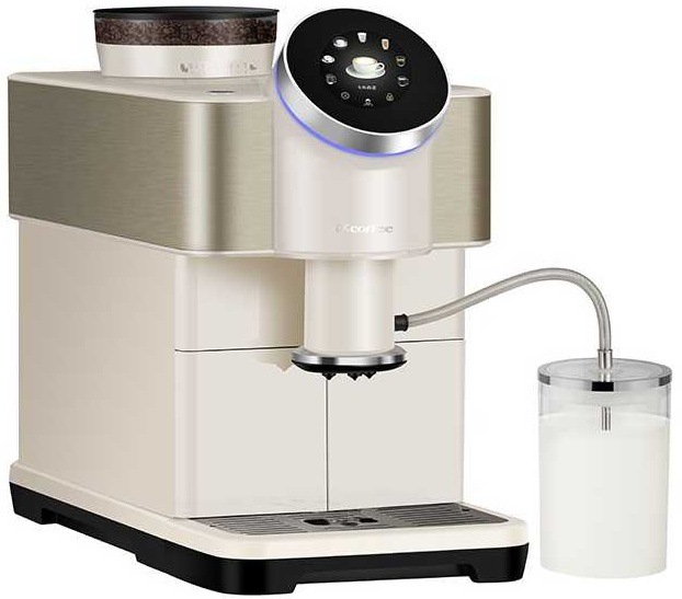 Automatický kávovar Dr. Coffee H2 a zásobník na mléko.