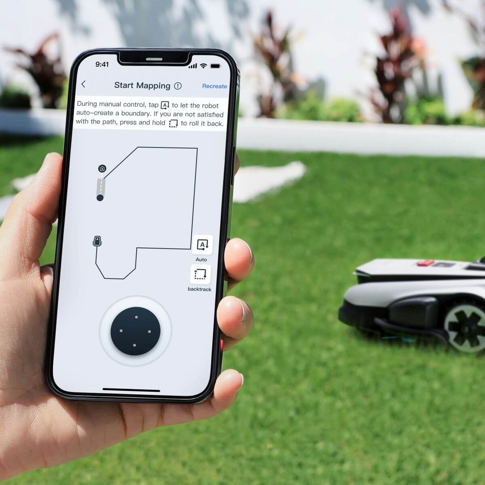 Robotická sekačka Ecovacs A3000 LiDAR PRO ovládání pomocí mobilní aplikace na chytrém telefonu
