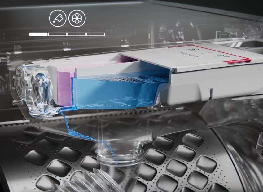 Detail na fungování zásuvky AutoDose pro automatické dávkování pracího prostředku.