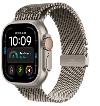 Chytré hodinky Apple Watch Ultra 4 GPS + Cellular 49 mm přírodní titan, přírodní titanový milánský tah - L