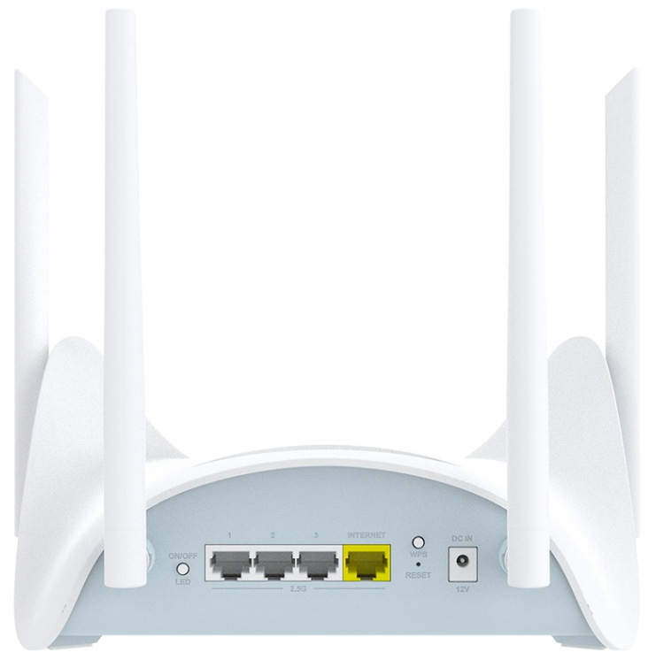 Zadní strana routeru D-Link R95/E BE9500 s 2,5GbE LAN a WAN porty a ovládacími tlačítky