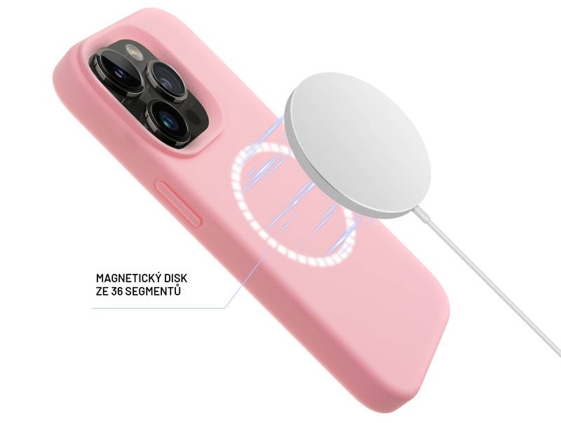 Kryt na mobil FIXED MagFlow s podporou MagSafe na Apple iPhone 14 růžový