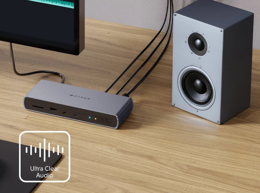 Dokovací stanice Hyper Thunderbolt 4 hliník Hyper Thunderbolt 4 má i RJ-45