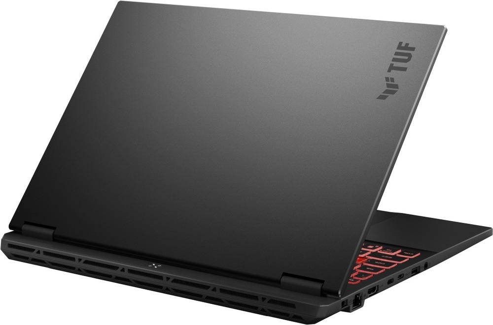 Notebook Asus TUF Gaming A16 šedý Zadní strana notebooku Asus TUF Gaming A16 s odolnou konstrukcí a otvory chlazení