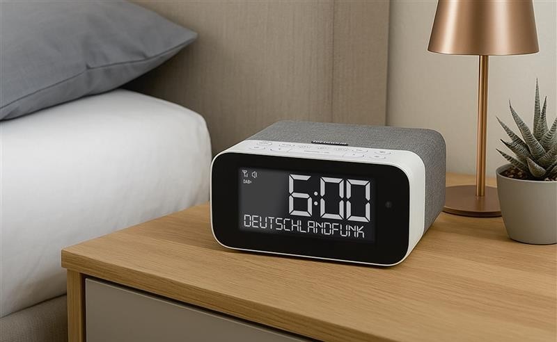 Radiobudík TechniSat DIGITRADIO 52 ASA šedý/bílý Radiobudík TechniSat nabízí i klasické FM rádio s RDS