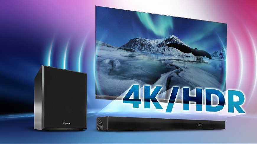 Soundbar Hisense U3120G, černá, 4K rozlišení a HDR