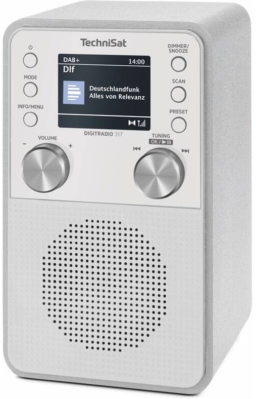 Bílé digitální rádio TechniSat DIGITRADIO 317 BT v kompaktím vertikálním provedení
