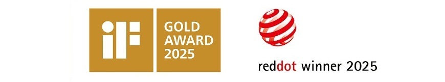 Dvě loga pro spotřebič Bosch Gold Award 2025 a RedDot winner 2025