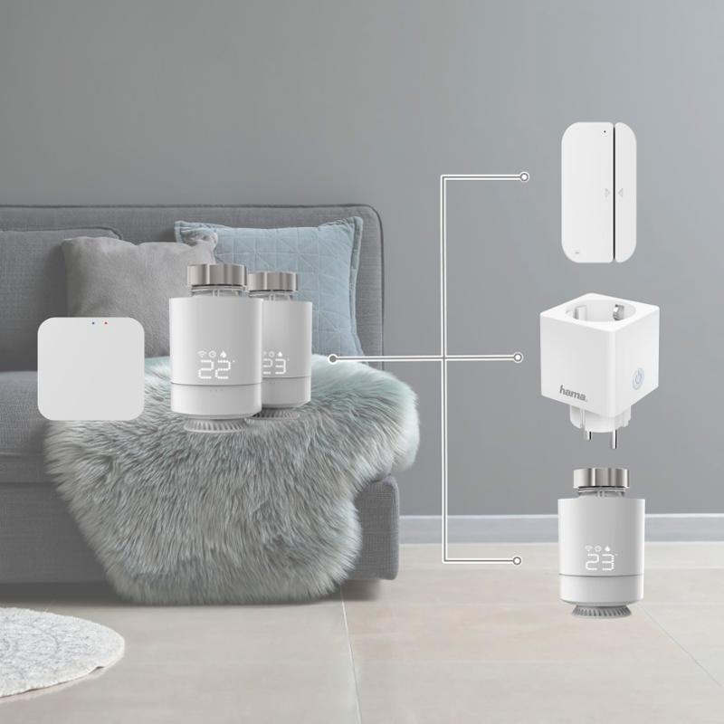 Bezdrátová termohlavice Hama SMART pro regulaci vytápění, doplněk do systému Bezdrátová termohlavice Hama SMART pro regulaci vytápění, doplněk do systému