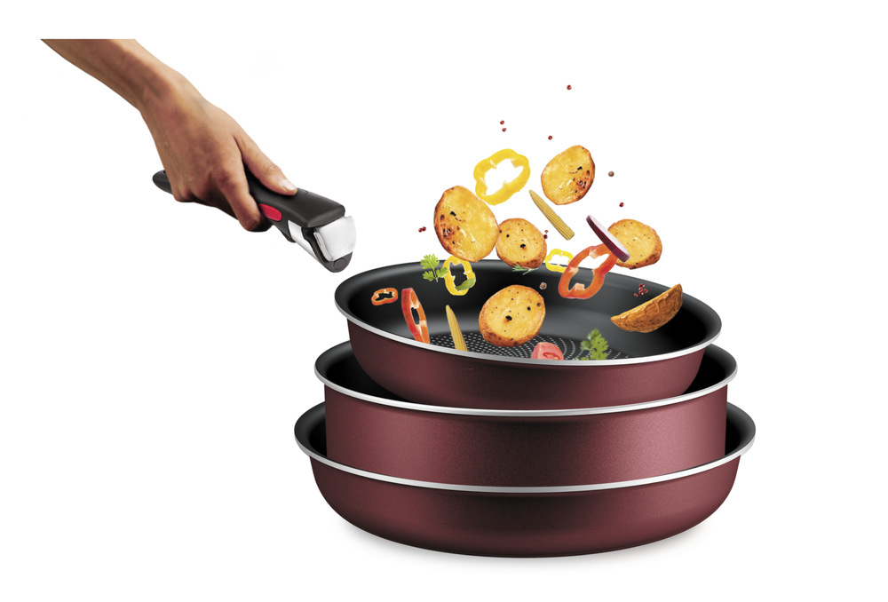 Sada nádobí Tefal Ingenio Simply Cook L7249602, 5 ks vínová Sada nádobí Tefal L7249302 Ingenio Simply Cook 4 kusy