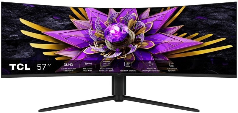 Herní monitor TCL 57R94 s 57" obrzaovkou.