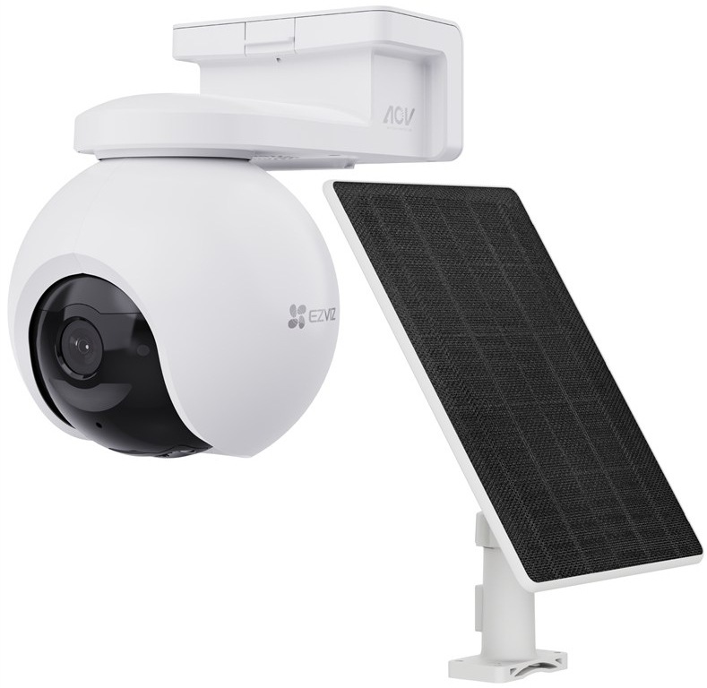 IP kamera EZVIZ PTZ EB8 4G se 4K rozlišením a solárním panelem v balení, bílá barva