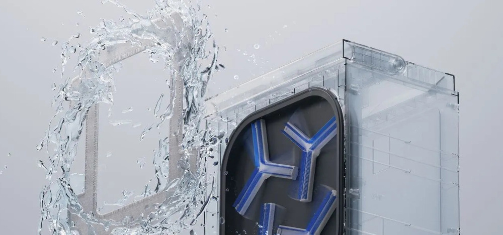 Stanice s technologií Vortex Wash automaticky pere hadříky za minutu, takže úklid pokračuje bez přerušení a bez kontaktu se špínou.