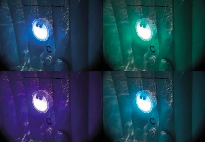 Vířivka Intex 28440 Vícebarevné LED osvětlení vířivky Intex PureSPA Greywood Deluxe™ při večerním koupání