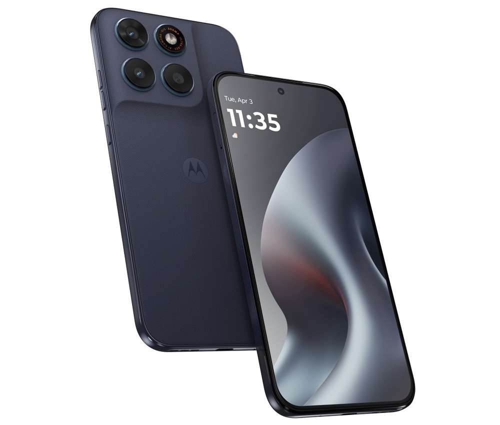Mobilní telefon Motorola Moto G87 5G 8 GB / 256 GB tmavě modrý Mobilní telefon Motorola Moto G87 5G zepředu a zezadu