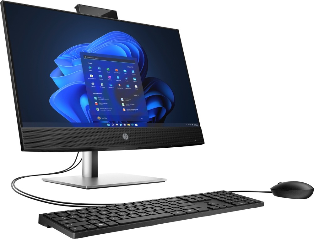 Zapnutý All In One HP ProOne 440 G9 otočený doprava