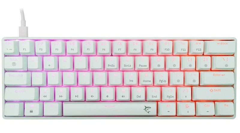 Klávesnice White Shark SHINOBI 2, US layout, Red Switch bílá