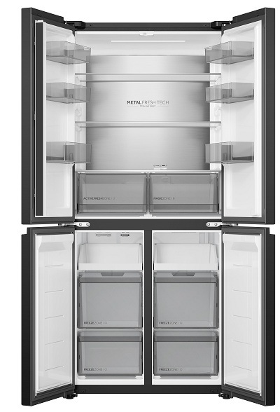 otevřená prázdná lednice Haier HCR58S18DNMB