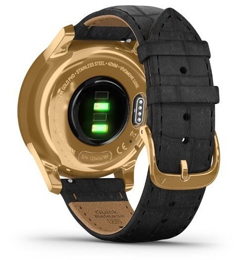 Chytré hodinky Garmin vivomove3 Luxe 24K Gold/Black Leather Band