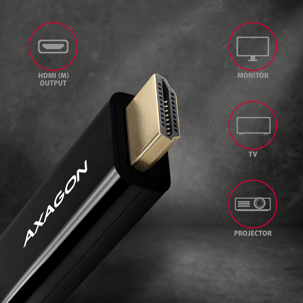 Kabel Axagon DisplayPort / HDMI 1.4, 1.8m, 4K/30Hz černý Kabel Axagon DisplayPort / HDMI 1.4, 1.8m, 4K/30Hz černý