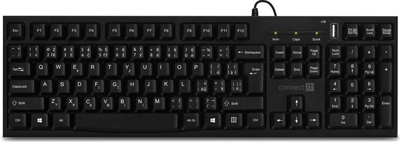Klávesnice Connect IT CKB-3060-CS s USB hubem, CZ/SK layout černá Connect IT CKB-3060-CS s USB hubem, CZ/SK layout, černá