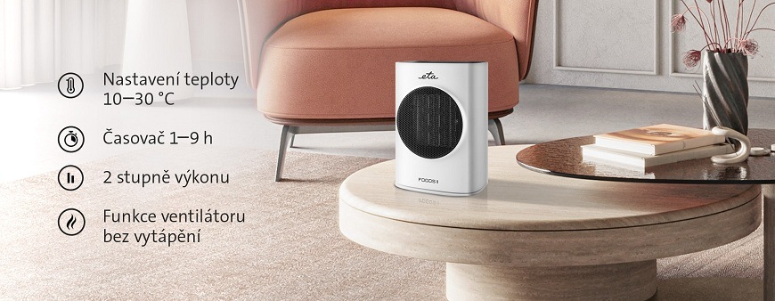 Teplovzdušný ventilátor ETA Fogos II, funkce