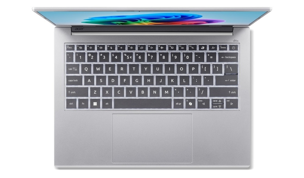 Pohled shora na klávesnici notebooku Acer Aspire 14 AI (A14-53M-77BU)