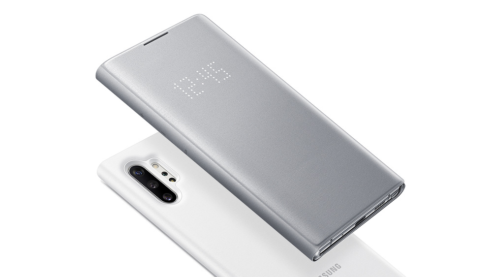 Pouzdro na mobil flipové Samsung LED View na Galaxy Note10+ stříbrné