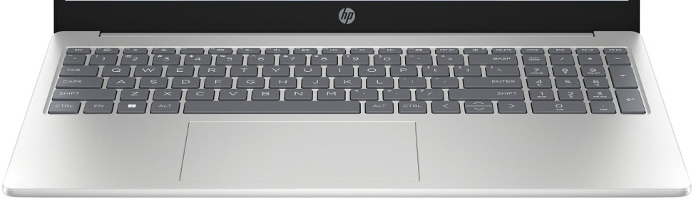 Detail klávesnice a touchpadu na HP 15-fd0685nc