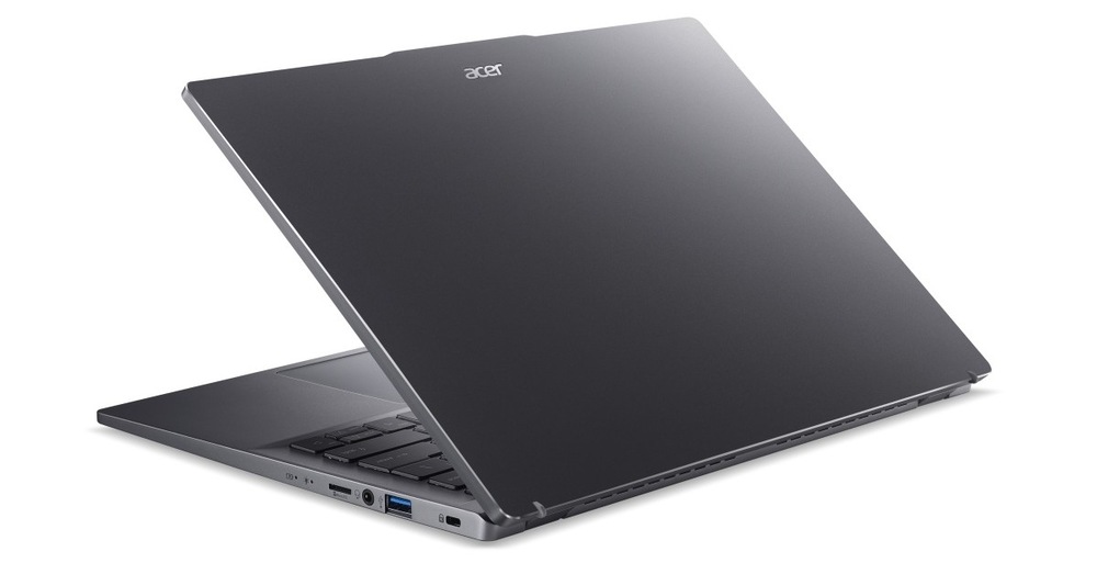 Notebook Acer Swift Go 14 (SFG14-63-R6E2) šedý Pootevřený notebook Acer Swift Go 14 (SFG14-63-R6E2) zezadu