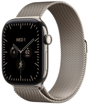 Chytré hodinky Apple Watch Series 12 GPS + Cellular 46 mm přírodní titan, přírodní milánský tah
