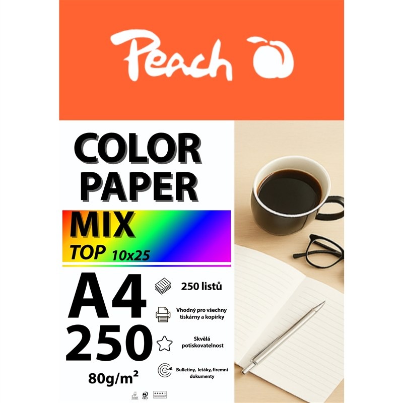 Papíry do tiskárny Peach Color A4 MIX TOP 10x 25  listů