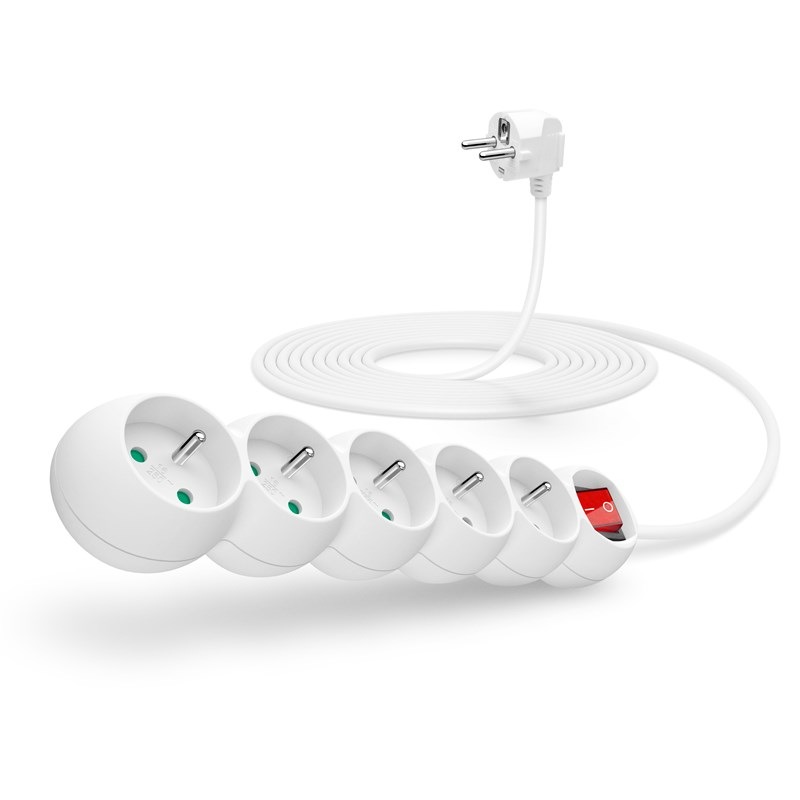 Kabel prodlužovací Connect IT 5x zásuvka, s vypínačem, 5m bílý