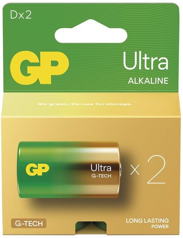 Baterie alkalická GP Ultra D (LR20), 2 ks