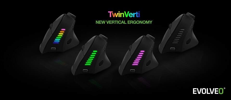 Myš Evolveo TwinVerti černá Myš Evolveo TwinVerti černá