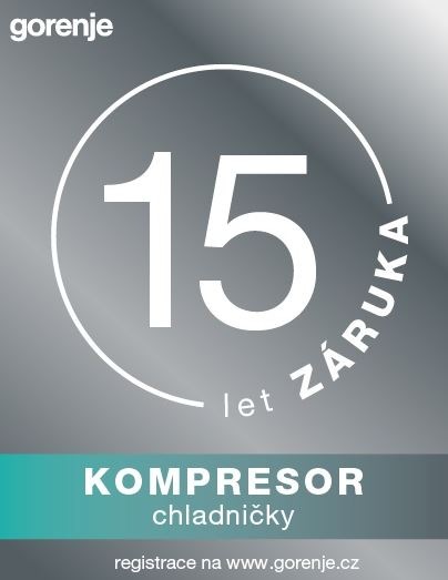 ikona 15lete zaruky gorenje, pro kterou je třeba registrovat spotřebič na stránkách výrobce.
